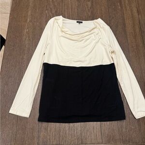 Talbots black and white Two-Tone Long Sleeve Top size large